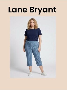 Lane Bryant Blue Striped Cropped Pants Size 26